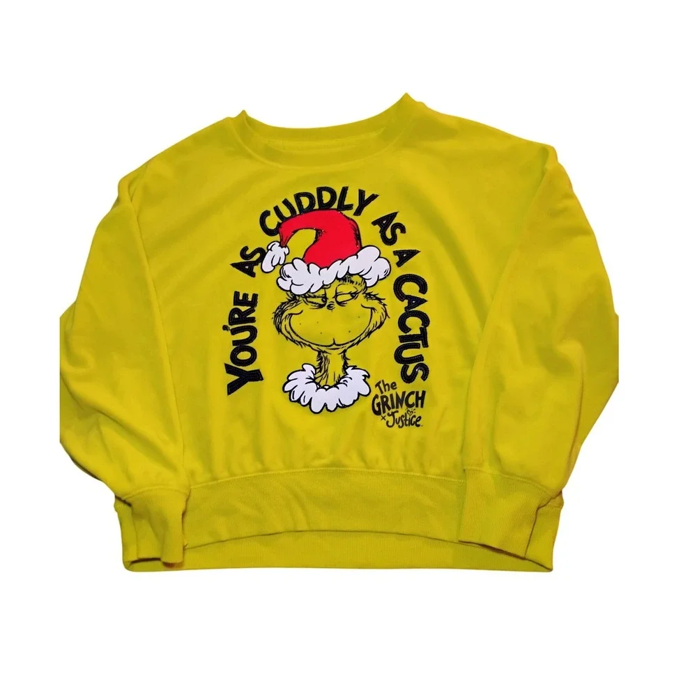 Girls Grinch Justice Christmas Sweatshirt As Cuddly As A Cactus Size‎ L 12/14